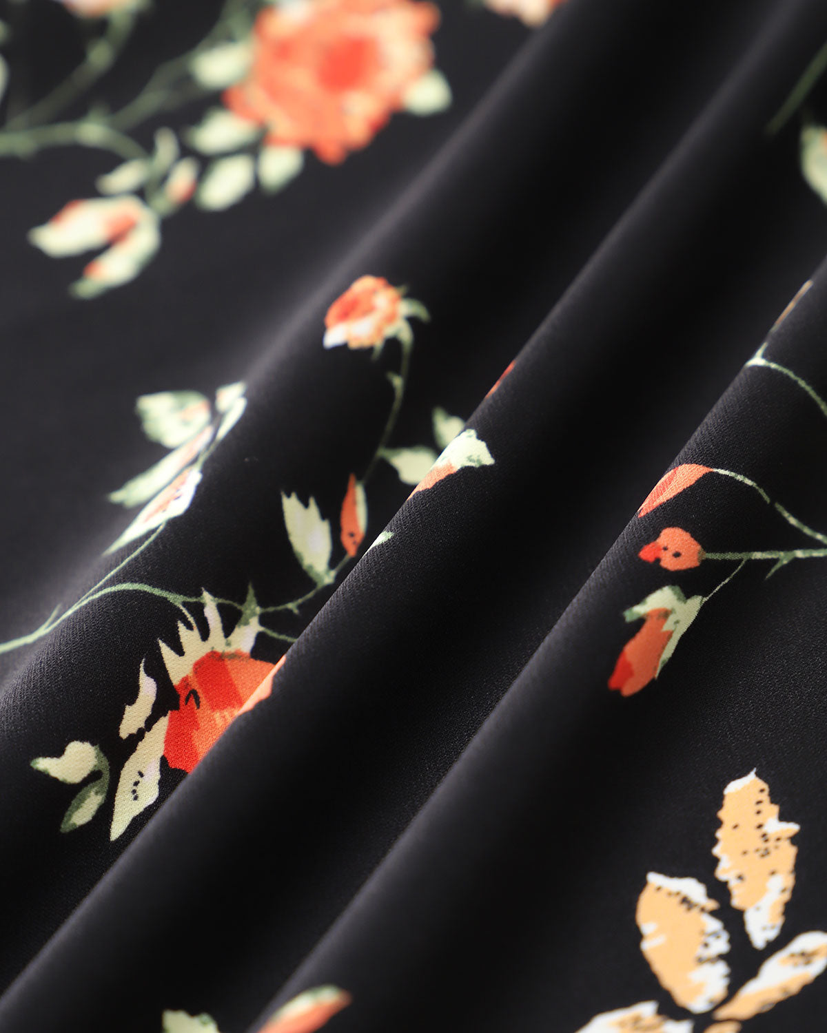 Black Floral Shirred Slip Maxi Dress